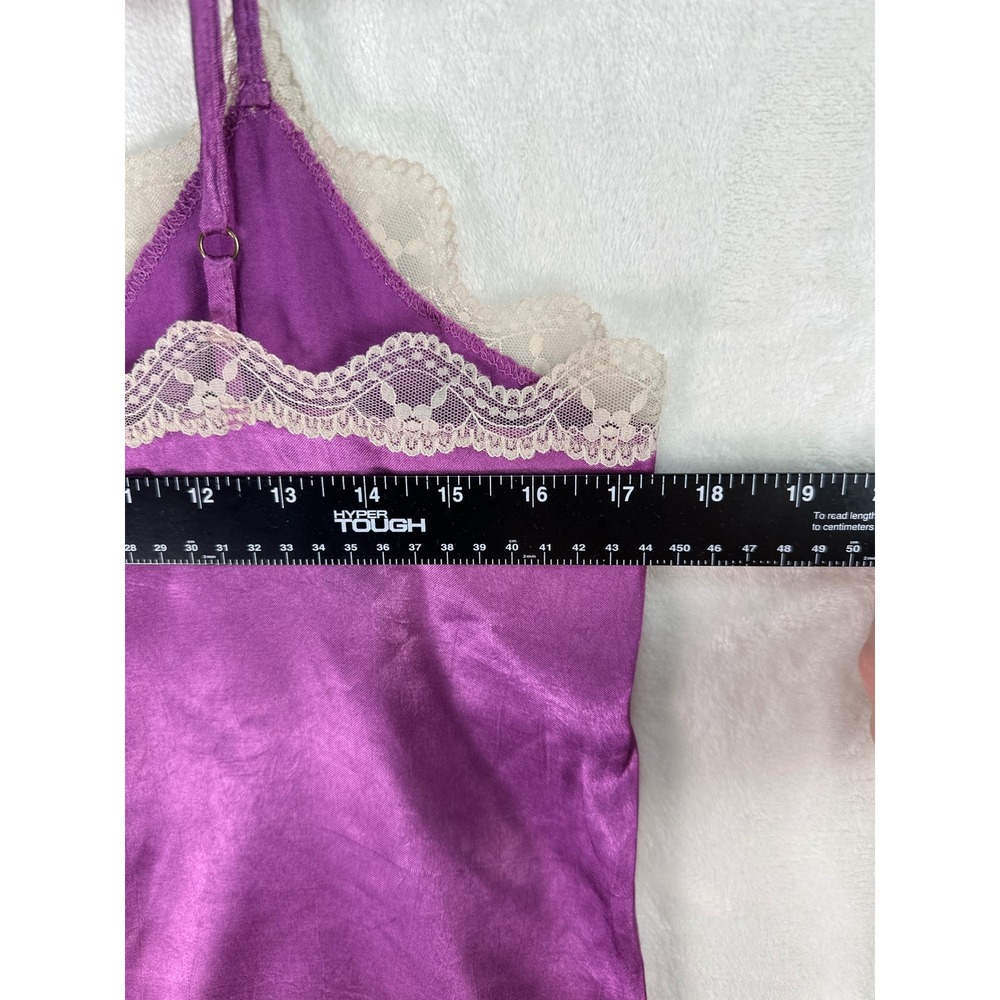 Vintage Y2K Old Navy Purple Satin Lace Trim Cami Tank Top Lingerie Intimates L - Picture 6 of 6